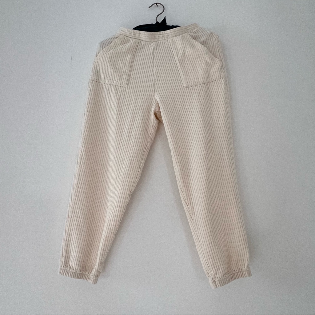 Oak + Fort Cream Joggers Women's Elastic Waist And Ankles, Size Small Cotton